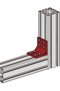 鋁型材（雙槽）強力角件安裝示意圖